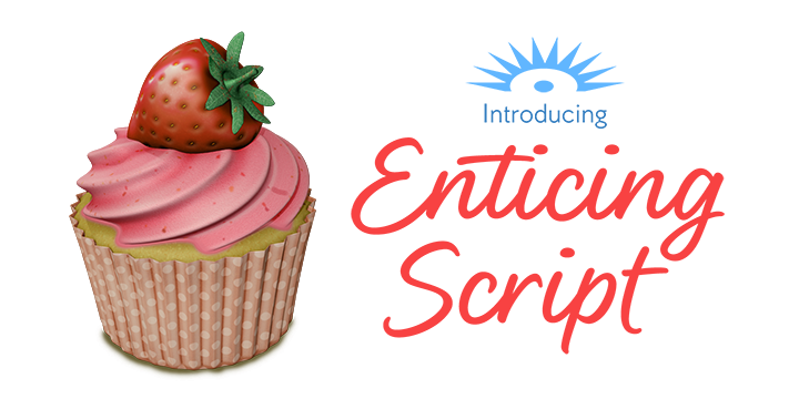 Promotional graphic for the Enticing Script typeface