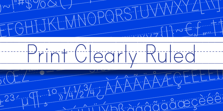 Promotional graphic for the Print Clearly Ruled typeface