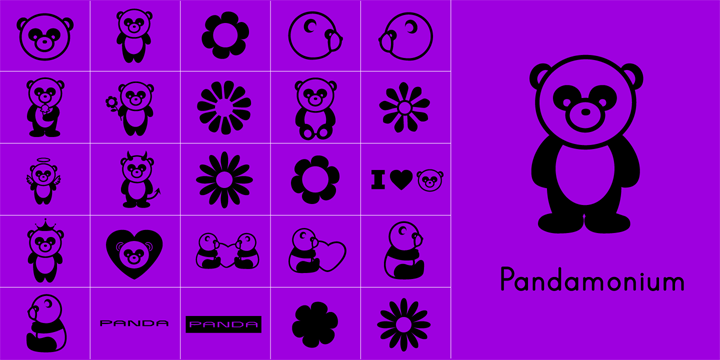 Promotional graphic for the Pandamonium typeface
