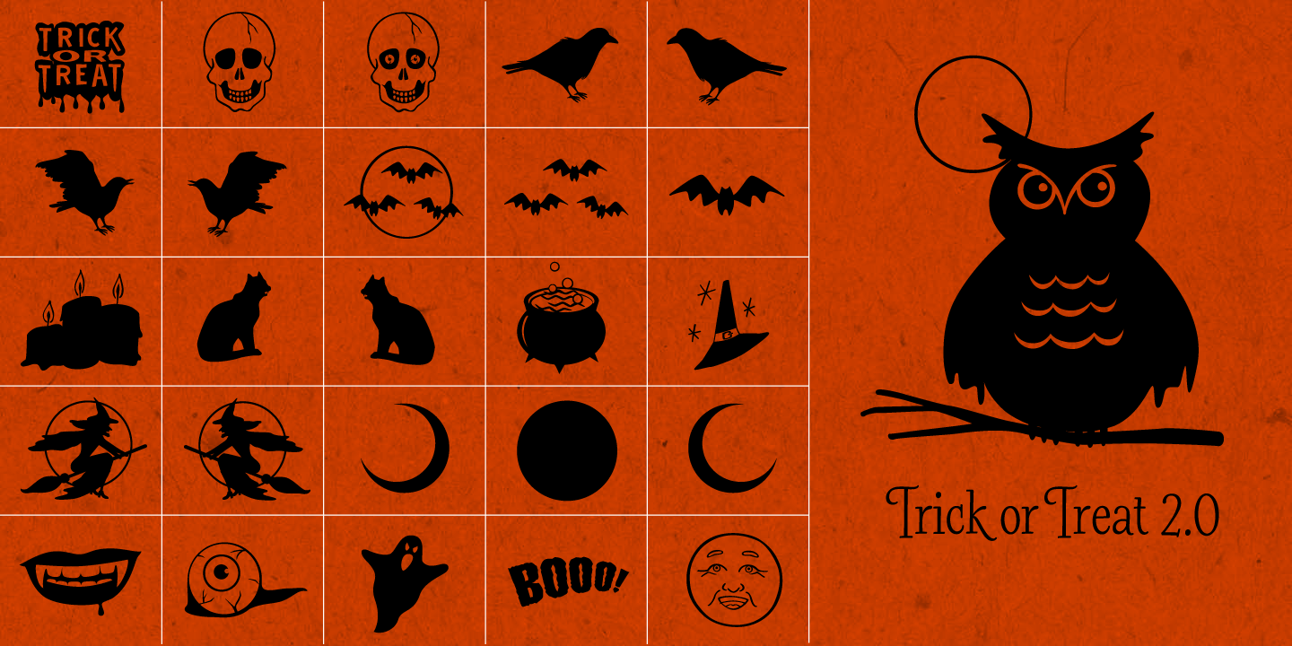 examples of the Trick Or Treat 2.0 typeface