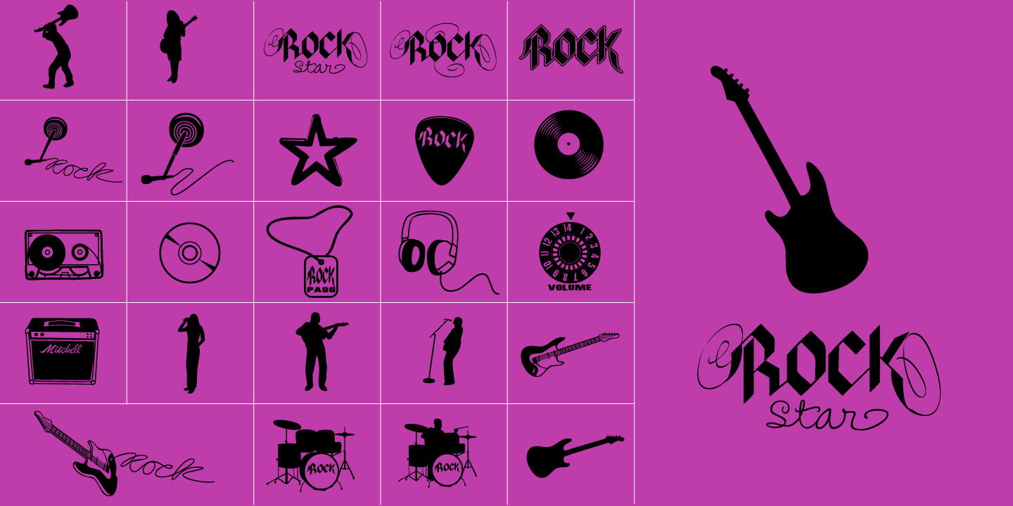 examples of the Rock Star 2.0 typeface