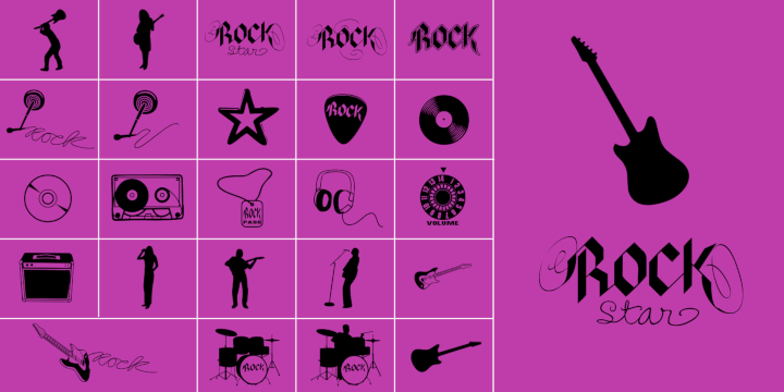 Promotional graphic for the Rock Star 2.0 typeface