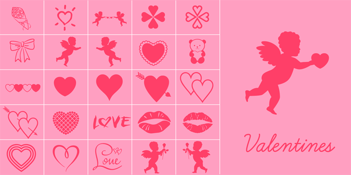 Promotional graphic for the Valentines typeface