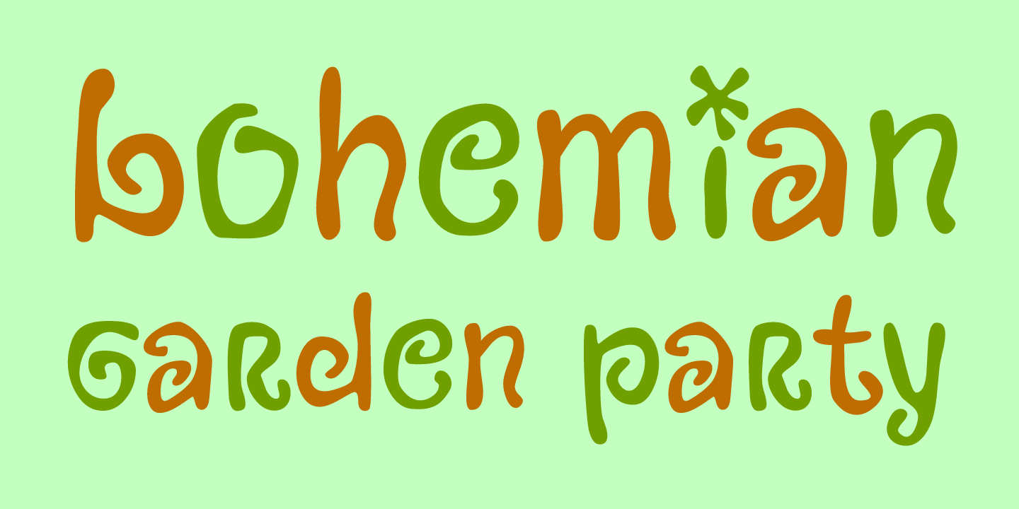 examples of the Bohemian Garden Party typeface