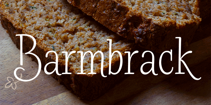 Promotional graphic for the Barmbrack typeface