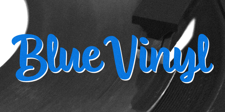Promotional graphic for the Blue Vinyl typeface